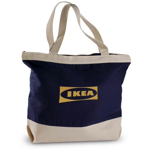 Navy Two-Tone Canvas Custom Tote - 16.75"w x 12.75"h x 5"d