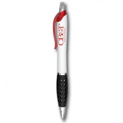 Red Hourglass Custom Pen w/ Grip - White Barrel