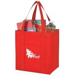Red Non-Woven Grocery Custom Tote Bags - 12"w x 13"h x 8"d