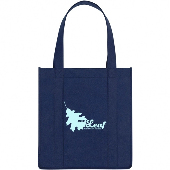Navy Non-Woven Grocery Custom Tote Bags - 12"w x 13"h x 8"d