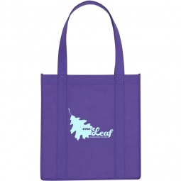 Purple Non-Woven Grocery Custom Tote Bags - 12"w x 13"h x 8"d