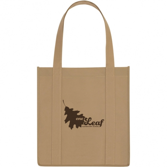 Tan Non-Woven Grocery Custom Tote Bags - 12"w x 13"h x 8"d