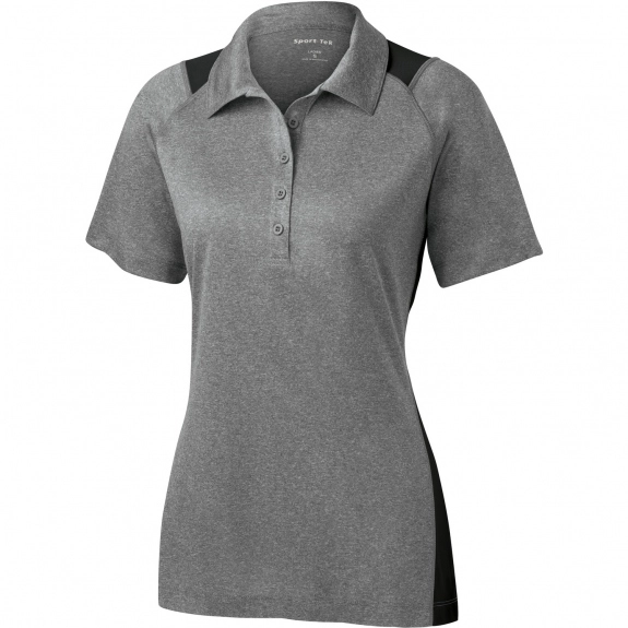 Black Sport-Tek Heather Colorblock Contender Custom Polo Shirts