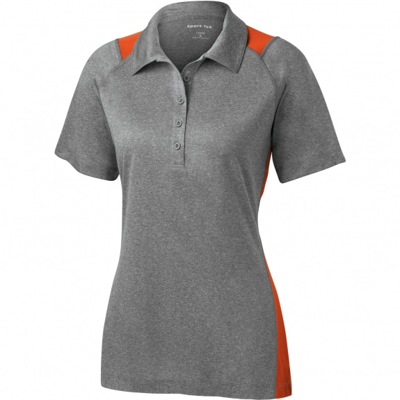 Deep Orange Sport-Tek Heather Colorblock Contender Custom Polo Shirts