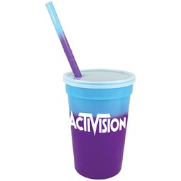 Blue to purple - Mood Color Changing Custom Logo Stadium Cup - 17 oz.