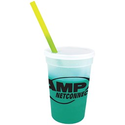 Frosted to green - Mood Color Changing Custom Logo Stadium Cup - 17 oz.