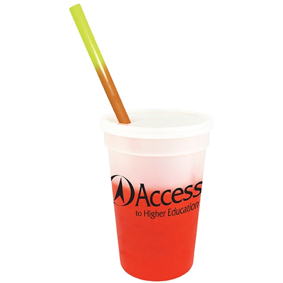 Frosted to orange - Mood Color Changing Custom Logo Stadium Cup - 17 oz.