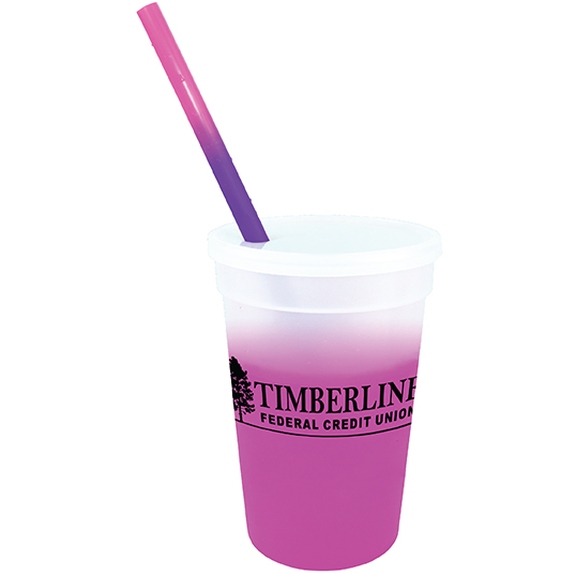 Frosted to pink - Mood Color Changing Custom Logo Stadium Cup - 17 oz.