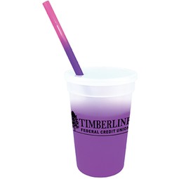 Frosted to purple - Mood Color Changing Custom Logo Stadium Cup - 17 oz.