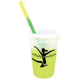 Frosted to yellow - Mood Color Changing Custom Logo Stadium Cup - 17 oz.