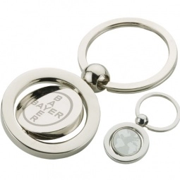 Silver Custom Nickel Keychain w/ Spinning World Disk
