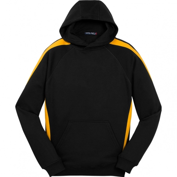 Black/Gold Sport-Tek Sleeve Stripe Pullover Custom Hoodie