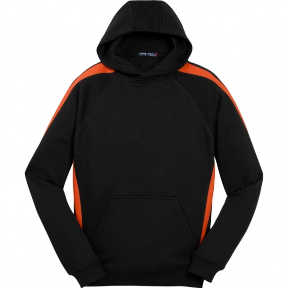 Black/Deep Orange Sport-Tek Sleeve Stripe Pullover Custom Hoodie