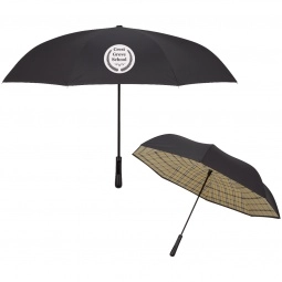 Tan/Black Tartan Inversion Custom Umbrella - 48"