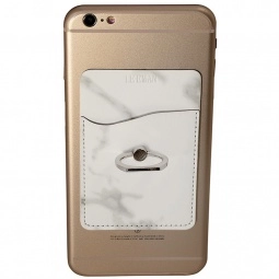 White LEEMAN NYC Marble Custom Cell Phone Wallet w/ Ring