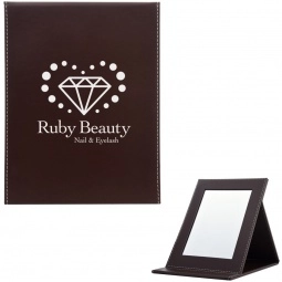 Brown - Leatherette Foldaway Vanity Custom Mirror