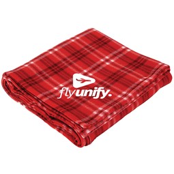 Red Promotional Plaid Fleece Blanket - 50"w x 60"h