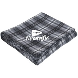 Black Promotional Plaid Fleece Blanket - 50"w x 60"h