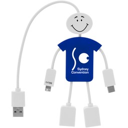 Blue - Techmate 3-in-1 Custom Charging Cable & USB Hub