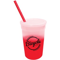 Frosted to red - Mood Color Changing Branded Stadium Cup - 22 oz.