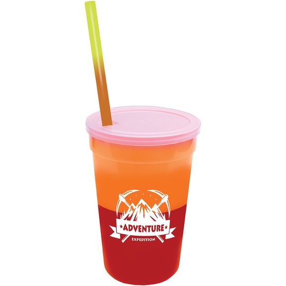 Orange to red - Mood Color Changing Branded Stadium Cup - 22 oz.