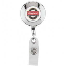 Silver Color Dome Retractable Chrome ID Badge Holder - Round