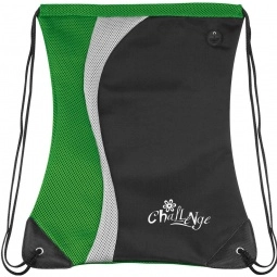Green Contour Logo Drawstring Backpack - 14.5"w x 18"h