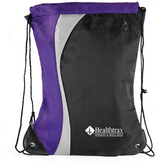 Purple Contour Logo Drawstring Backpack - 14.5"w x 18"h
