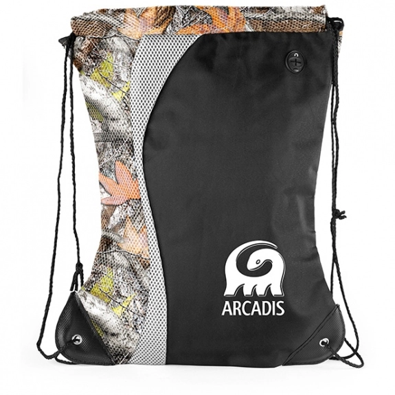 Camouflage Contour Logo Drawstring Backpack - 14.5"w x 18"h