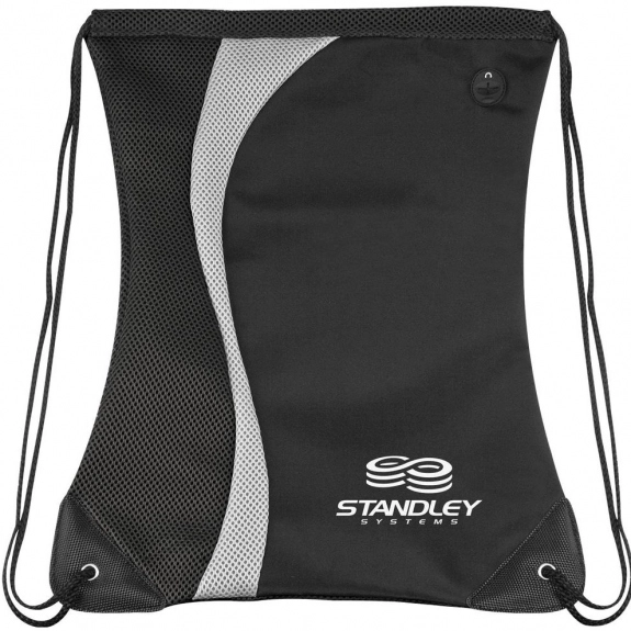 Black Contour Logo Drawstring Backpack - 14.5"w x 18"h