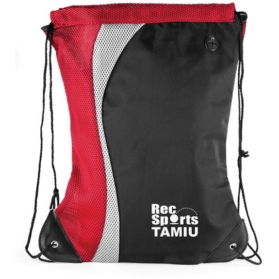Red Contour Logo Drawstring Backpack - 14.5"w x 18"h