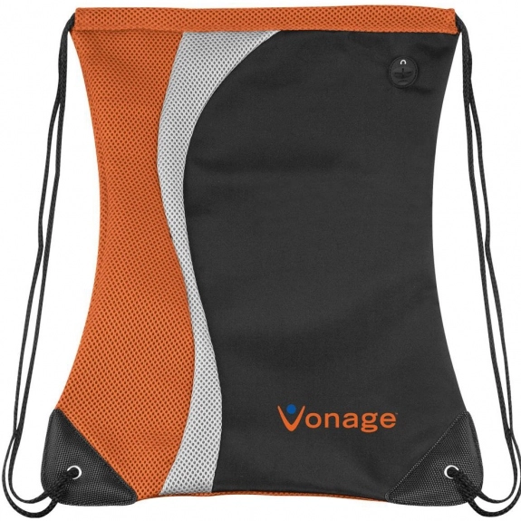 Orange Contour Logo Drawstring Backpack - 14.5"w x 18"h