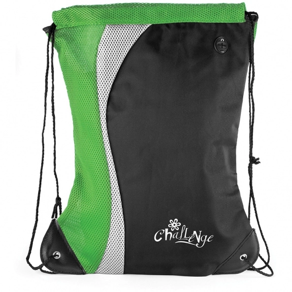Lime Green Contour Logo Drawstring Backpack - 14.5"w x 18"h