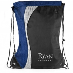 Navy Blue Contour Logo Drawstring Backpack - 14.5"w x 18"h