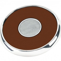 Brown Custom Leather Coaster w/ Zinc Finish