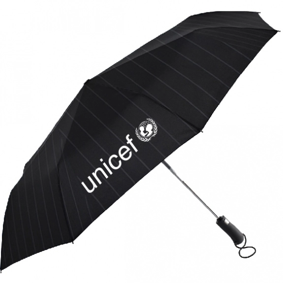 Black w/ Pinstripes Promotional Umbrellas w/ Ultra Comfort Grip - 46"