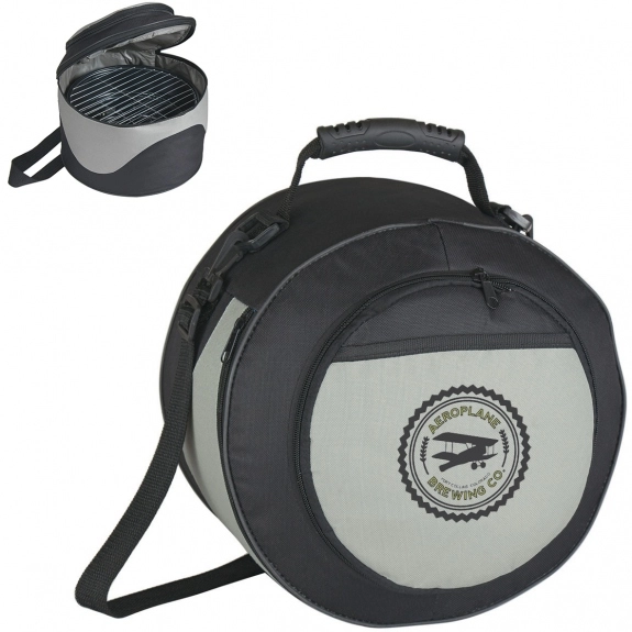 Black/Gray Portable Customized Cooler and BBQ Grill Combo
