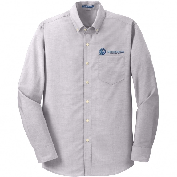 Gray Port Authority Button Down Custom Dress Shirts - Men's