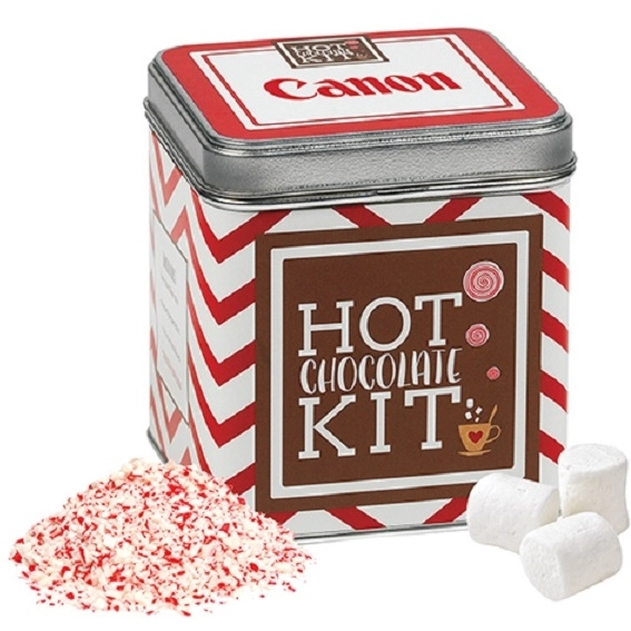 Silver Full Color Hot Chocolate Custom Gift Set Tin