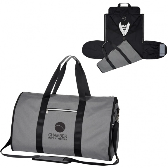 Gray - Convertible Garment & Duffel Promotional Bag
