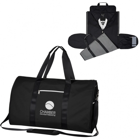 Black - Convertible Garment & Duffel Promotional Bag
