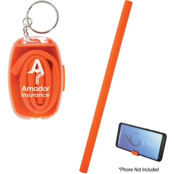 Orange Silicone Straw in Custom Case/Phone Stand
