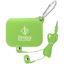 Lime Silicone Custom Tech Pouch w/ Earbuds