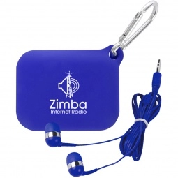 Blue Silicone Custom Tech Pouch w/ Earbuds
