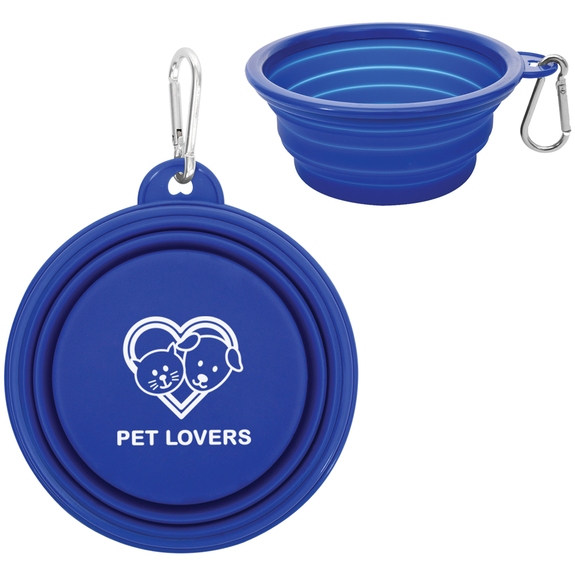Royal blue - Collapsible Custom Logo Pet Bowl w/ Carabiner