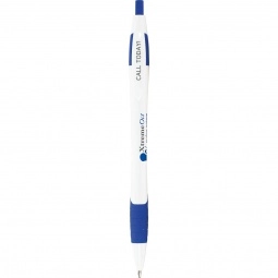 White/Blue Javelin Promotional Pen w/ Colored Grip