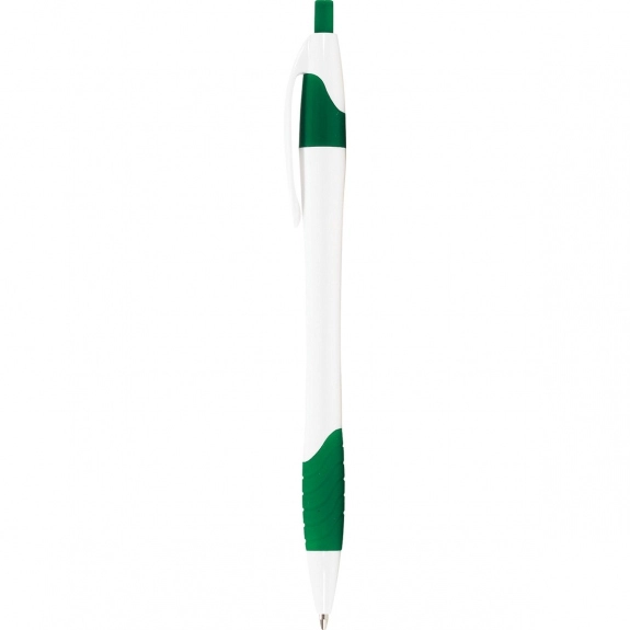 White/Green Javelin Promotional Pen w/ Colored Grip