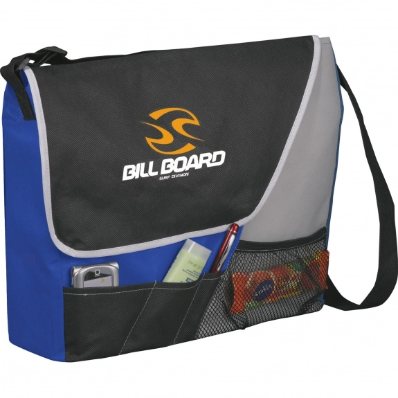 Mesh Front Pocket Promotional Messenger Bag 14 w x 13.5 h x 4 d e