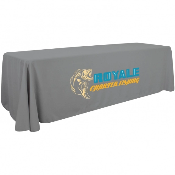Gray - Full Color 3-Sided Custom Tablecloth - 8 ft.