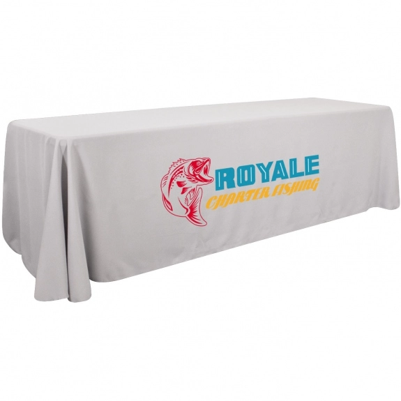 White - Full Color 3-Sided Custom Tablecloth - 8 ft.